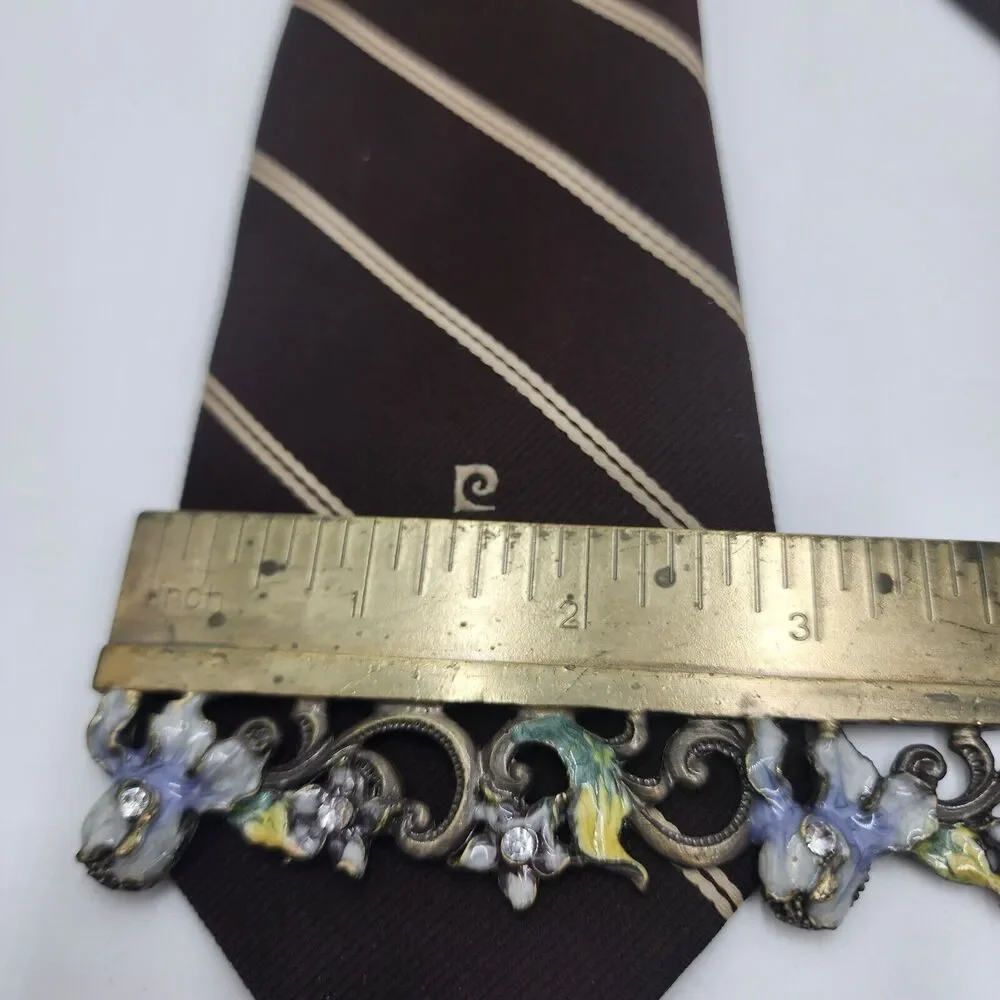 Vintage Pierre Cardin Classic 58” Men Tie 100% Imported Polyester Brown Stripe